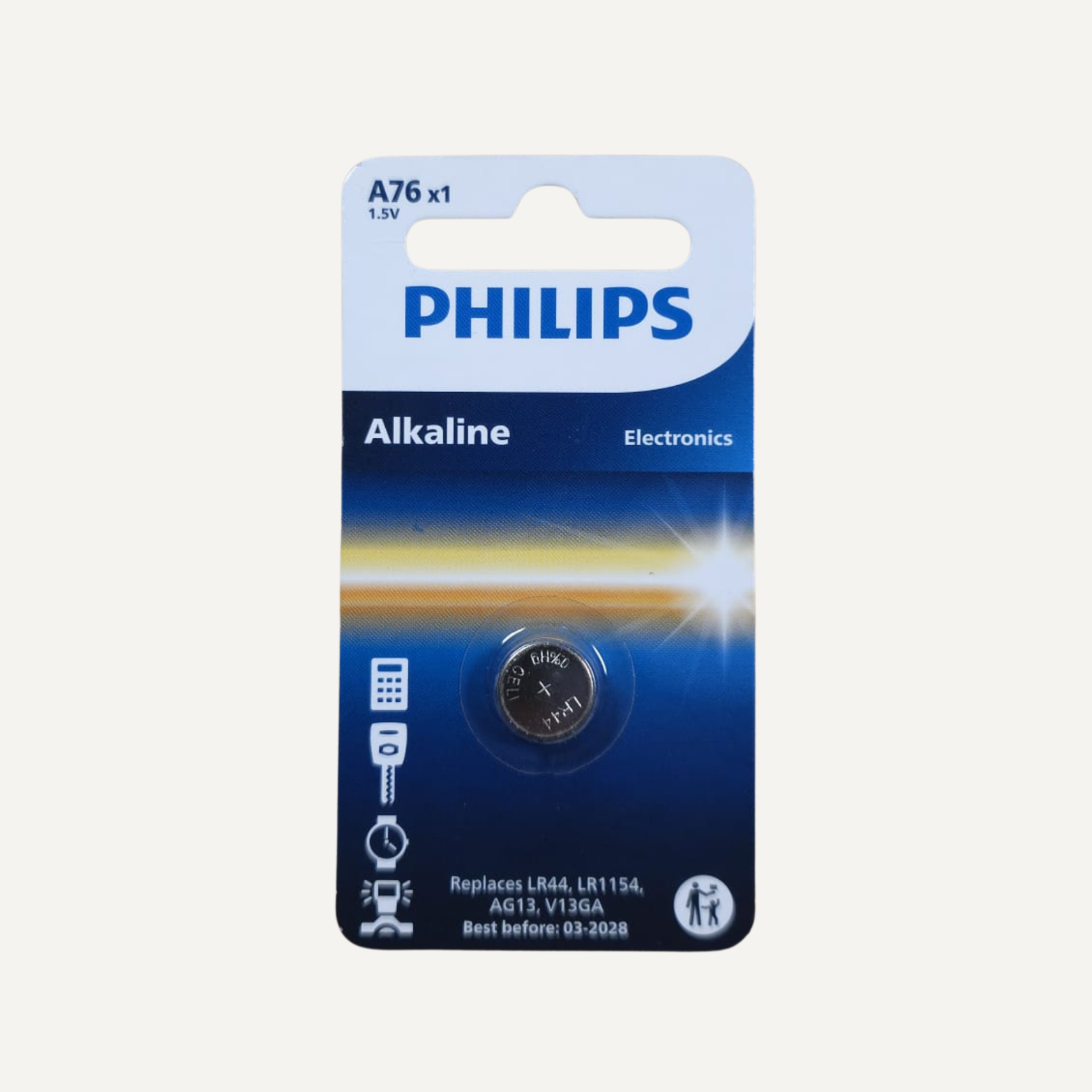 Philips A76/LR44 Alkaline Battery – Single Pack - Battery Pack