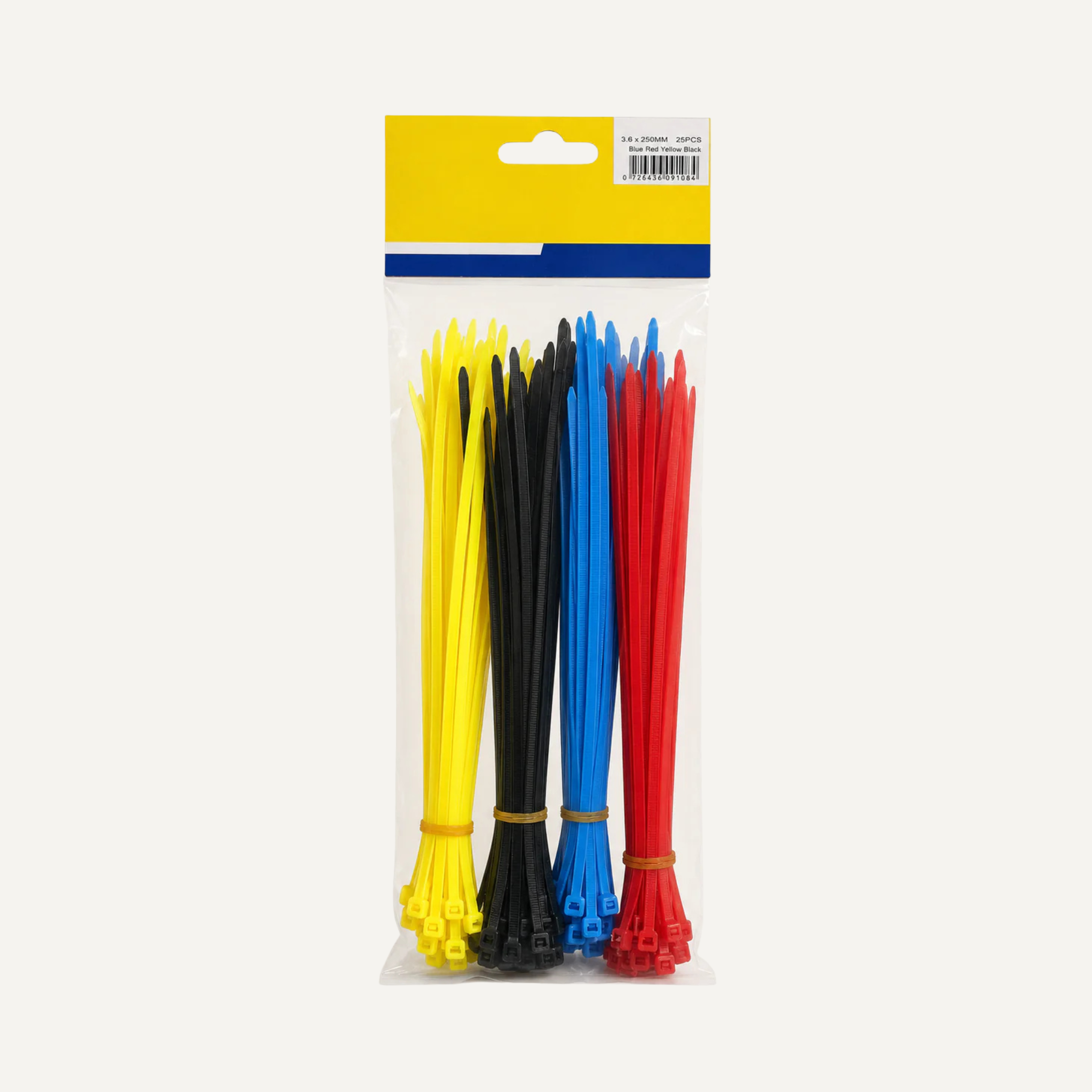 Coloured Nylon Cable Ties – 3.6×250mm, 100 Pack - Nylon Cable Ties