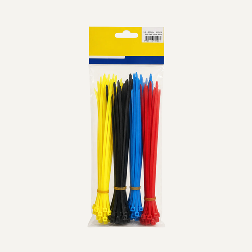 Coloured Nylon Cable Ties – 3.6×250mm, 100 Pack - Nylon Cable Ties