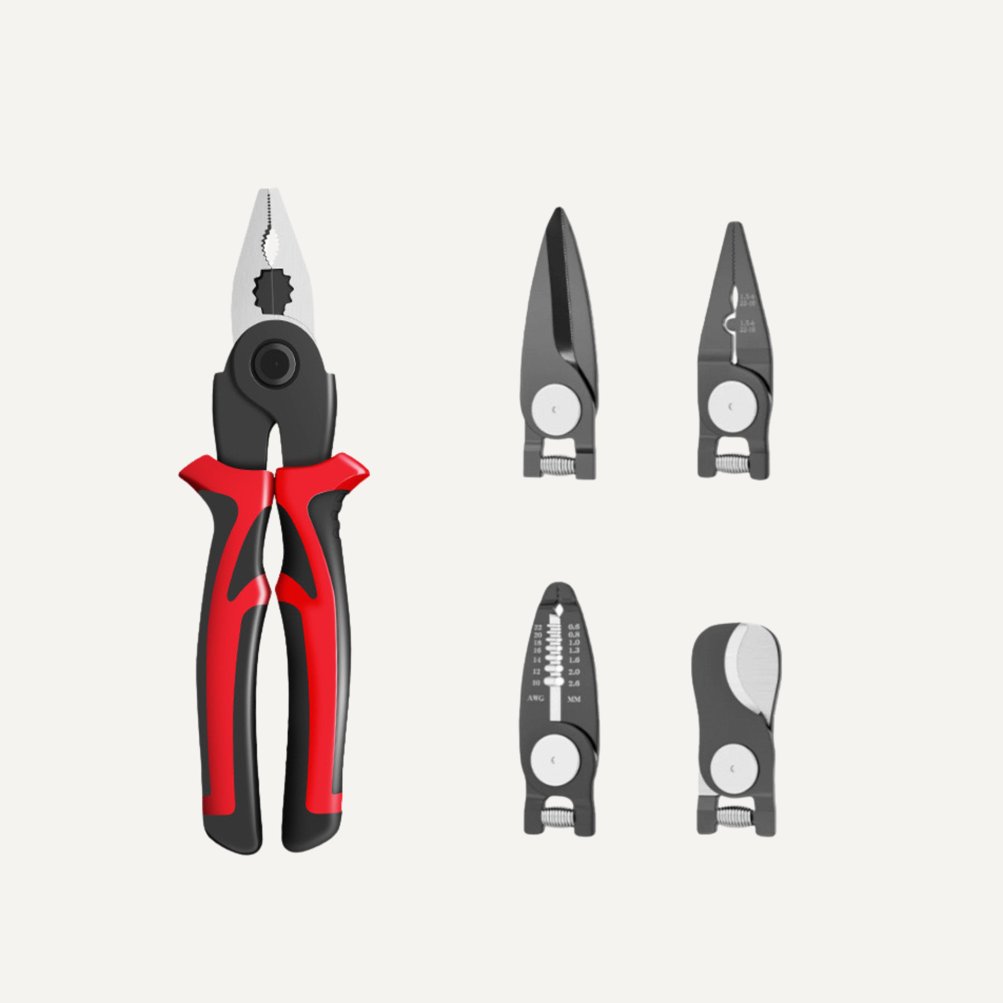 Compact 5-in-1 Interchangeable Pliers Set