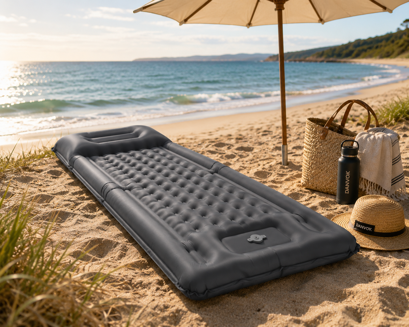 Portable Inflatable Camping Sleeping Pad with Built-in Foot Pump
