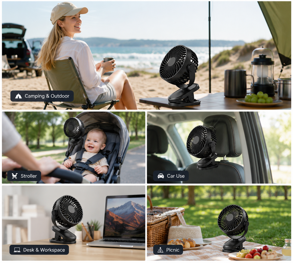 Rechargeable Clip Fan with Dual Battery