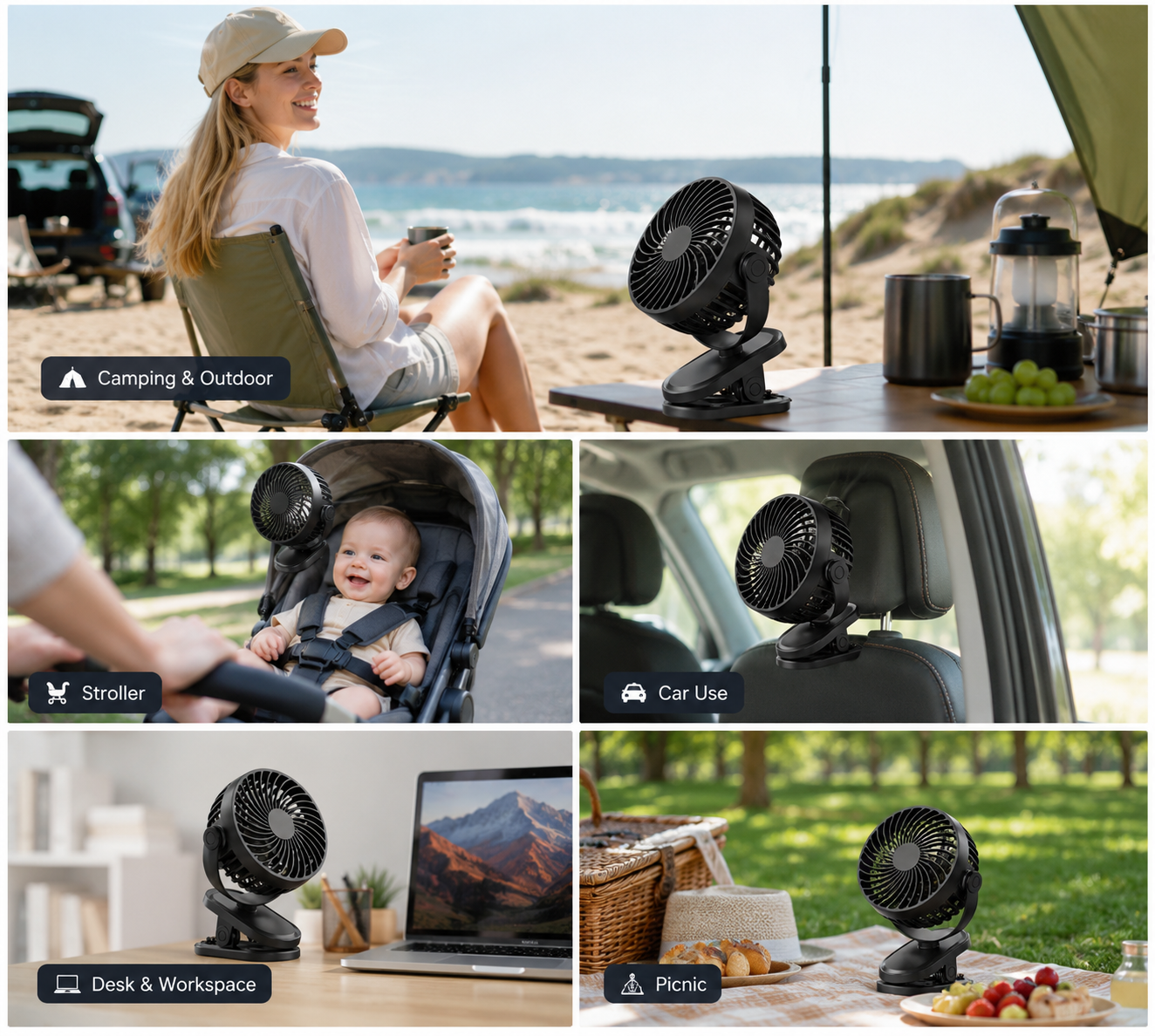 Rechargeable Clip Fan with Dual Battery