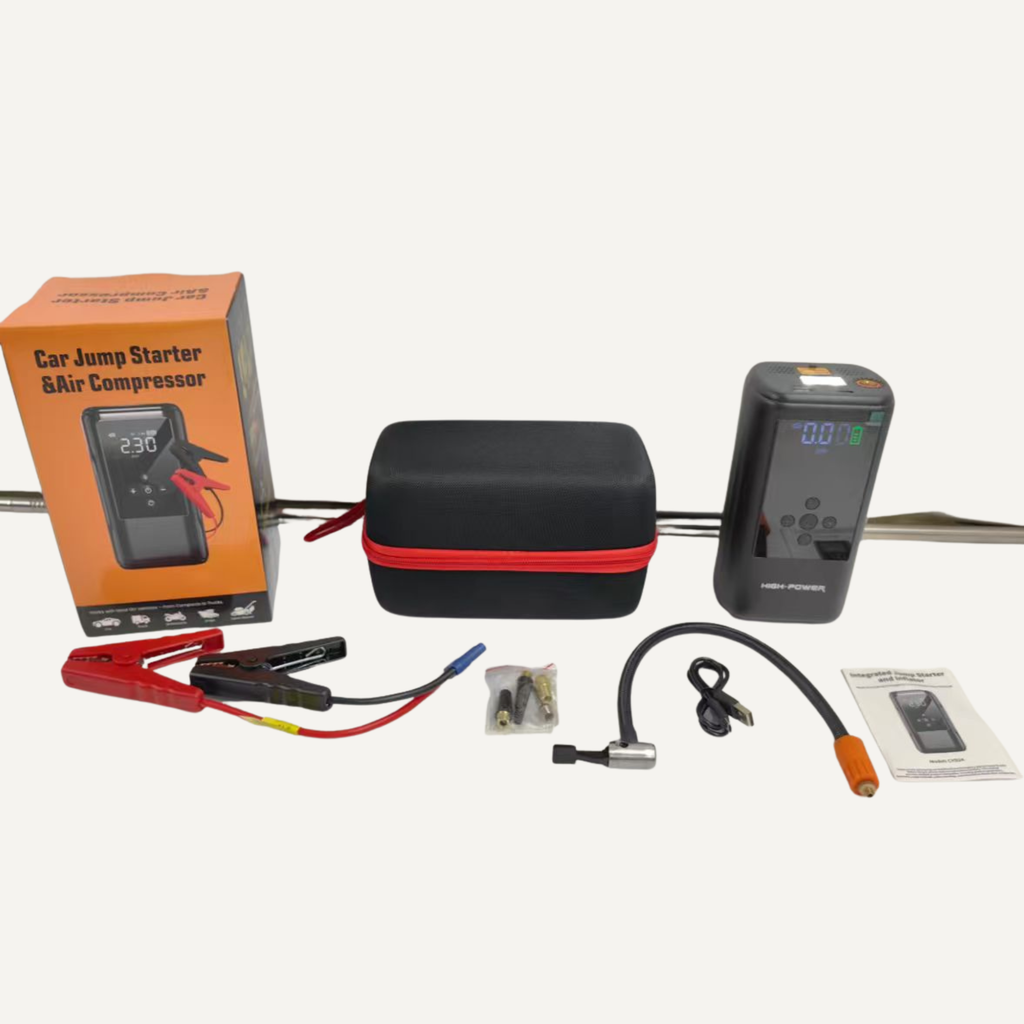 Portable Car Jump Starter with Air Compressor – 12V