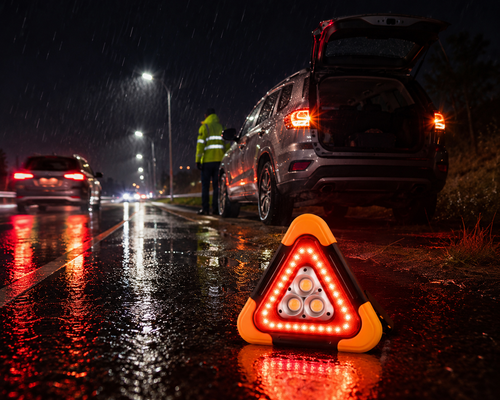 Solar Emergency Triangle Warning Light - Product Detail View