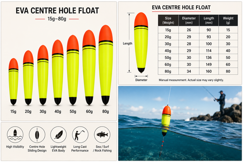 EVA Centre Hole Sliding Fishing Float – 15g–80g - Additional Product View