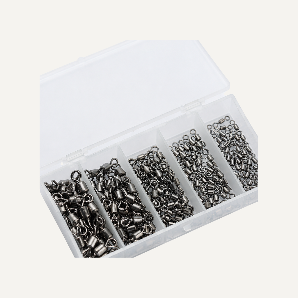 Fishing Swivel Connector Kit – 200 Pack, Assorted Sizes