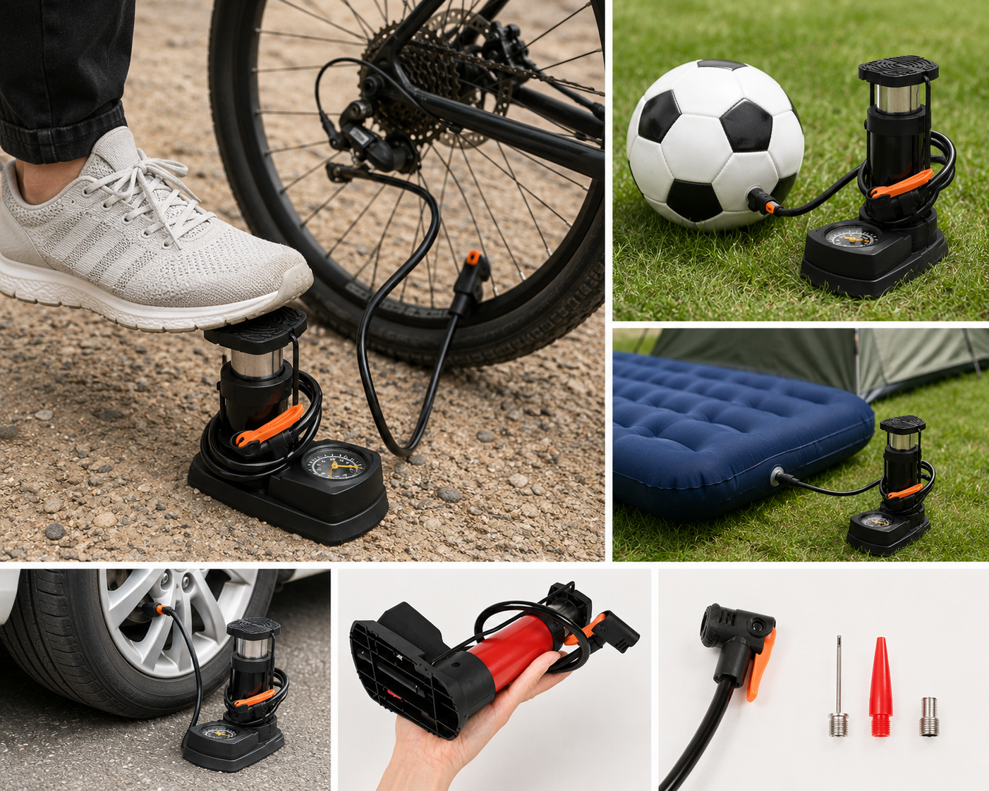 Portable Foot Pump with Pressure Gauge - Lifestyle Scene