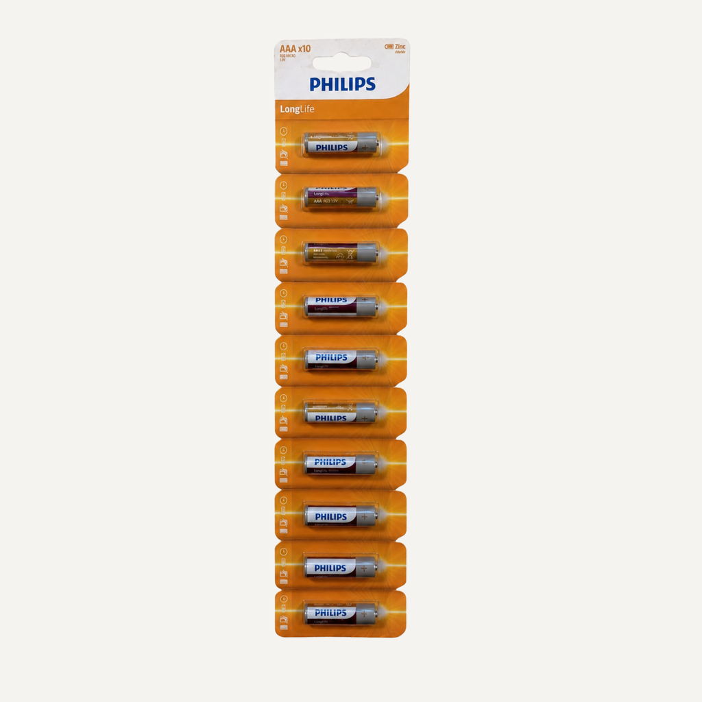 Philips LongLife AAA Batteries – 10 Pack - Battery Pack
