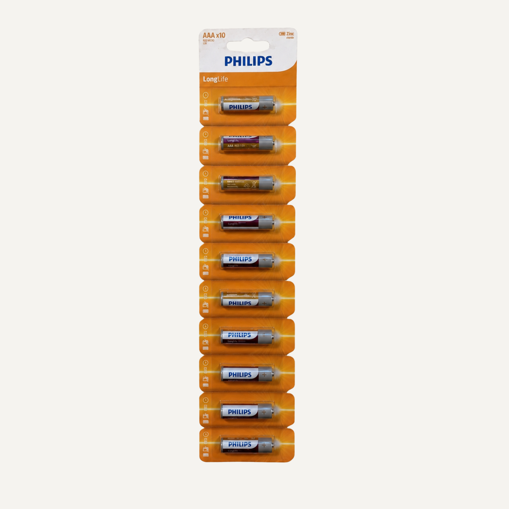 Philips LongLife AAA Batteries – 10 Pack - Battery Pack
