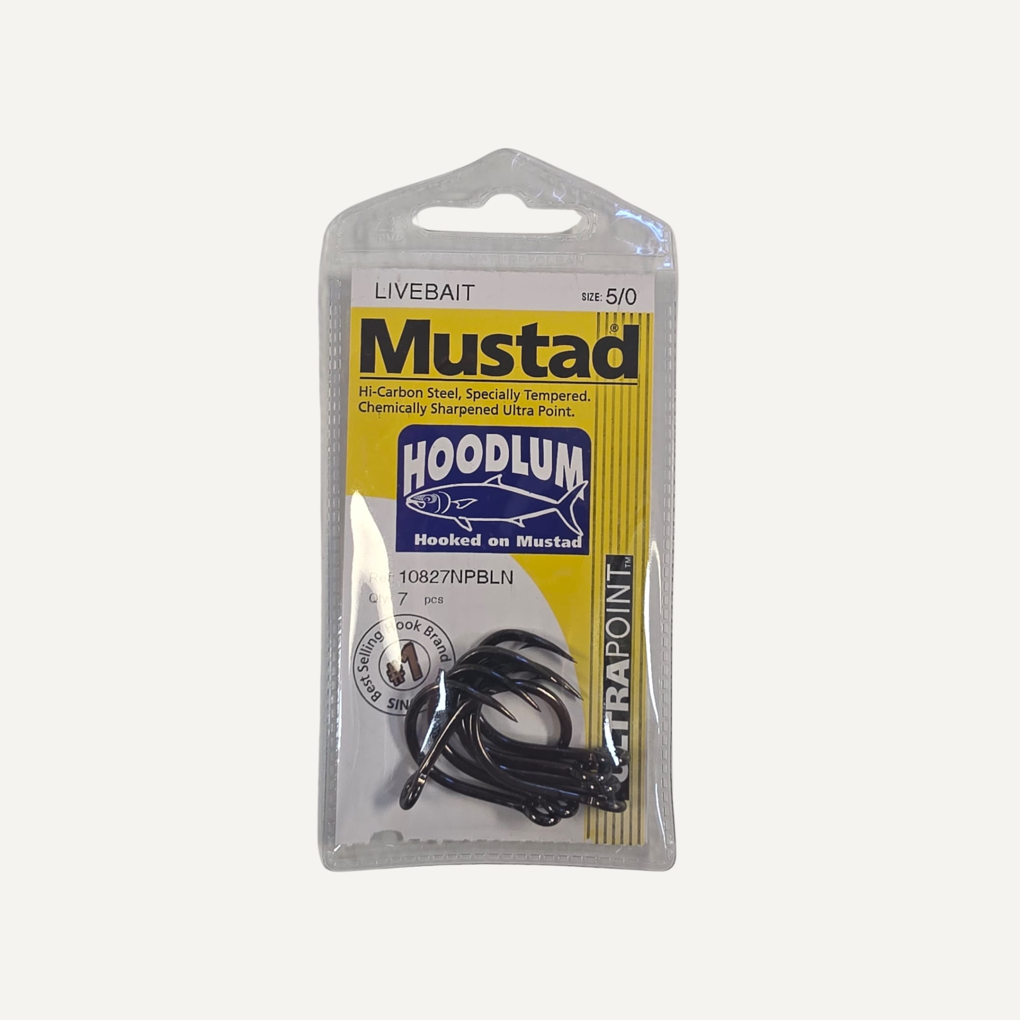 Mustad Hoodlum Hooks – Size 5 – 7 Pack - Heavy Duty Saltwater Fishing Hooks