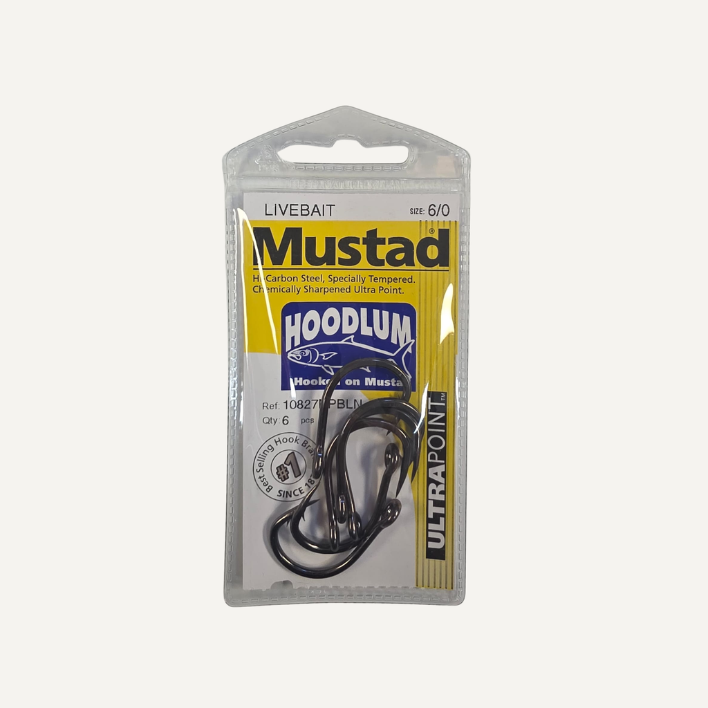 Mustad Hoodlum Hooks – Size 6 – 6 Pack - Heavy Duty Saltwater Fishing Hooks