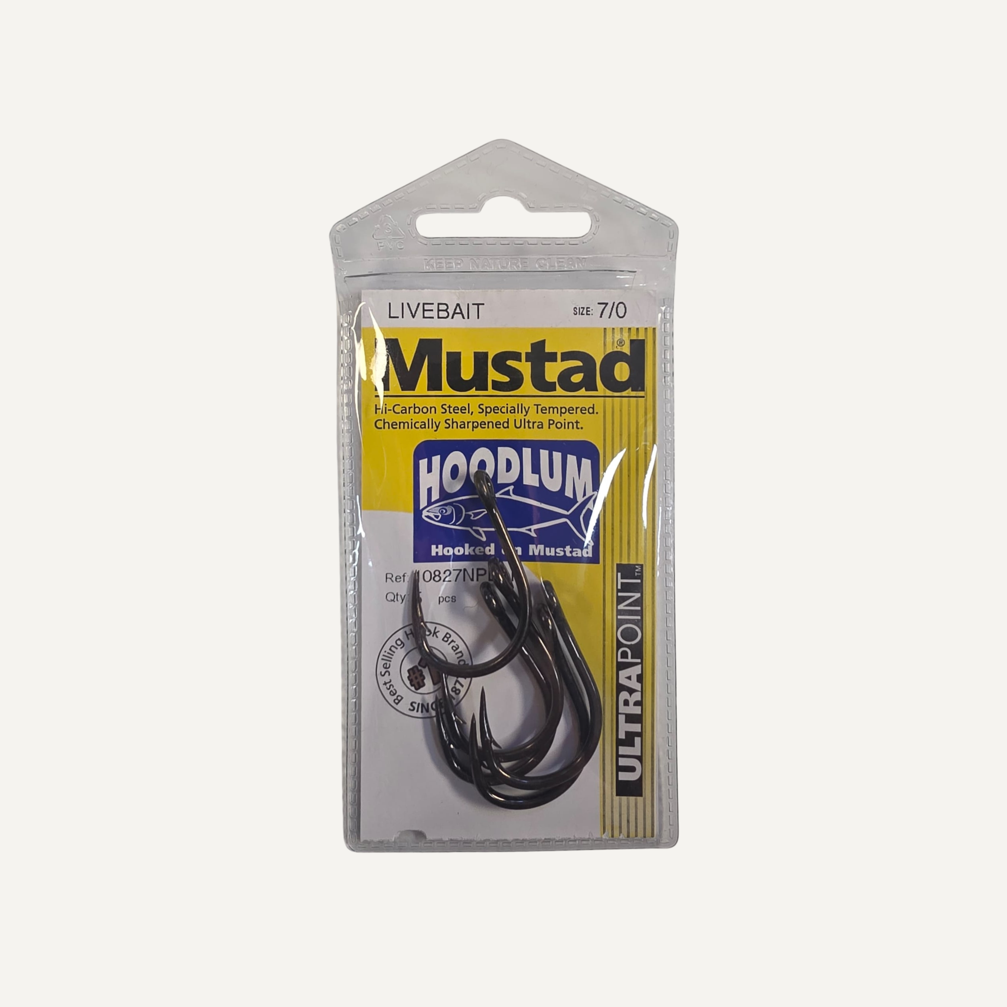 Mustad Hoodlum Hooks – Size 7 – 5 Pack - Heavy Duty Saltwater Fishing Hooks