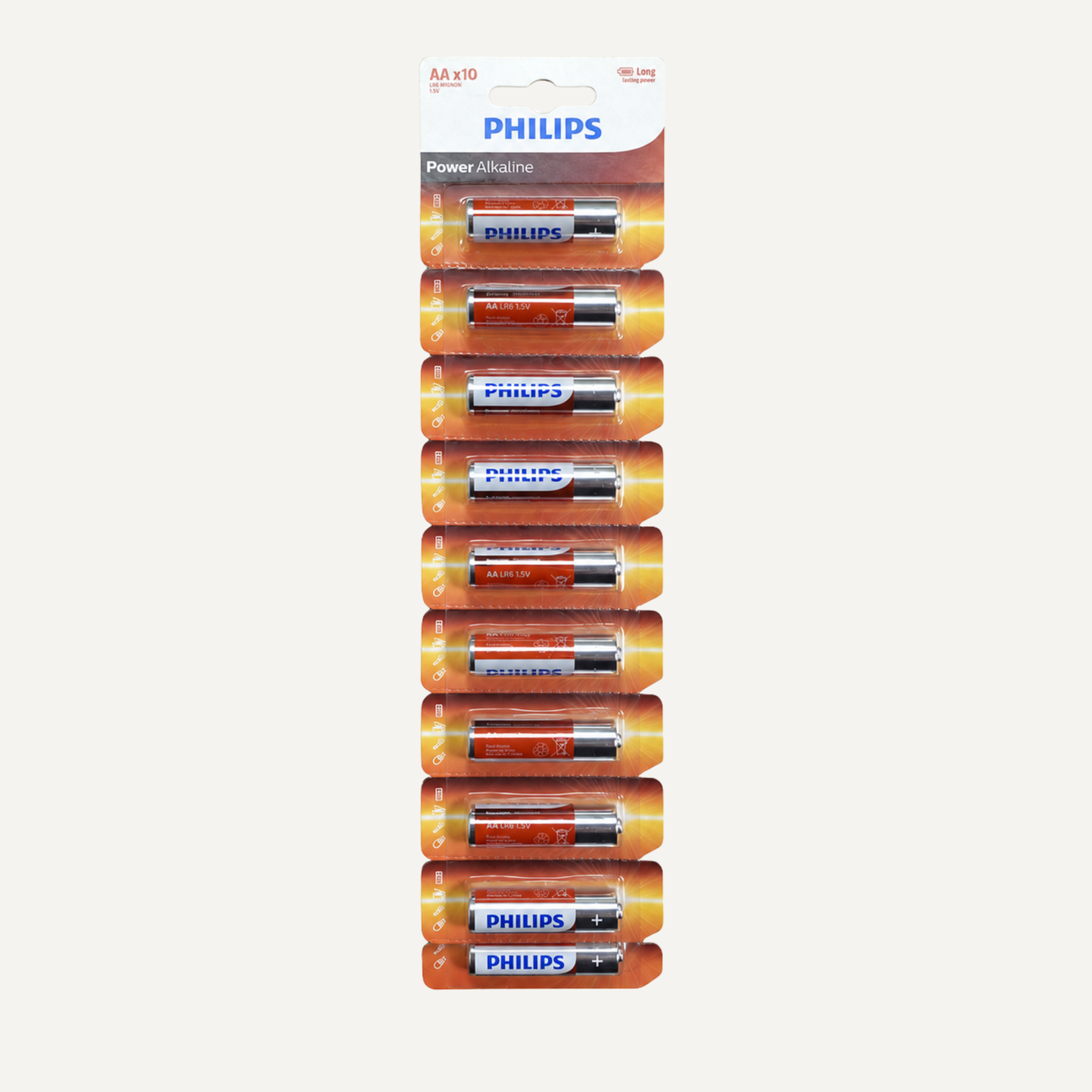 Philips Power Alkaline AA Batteries – 10 Pack - Battery Pack