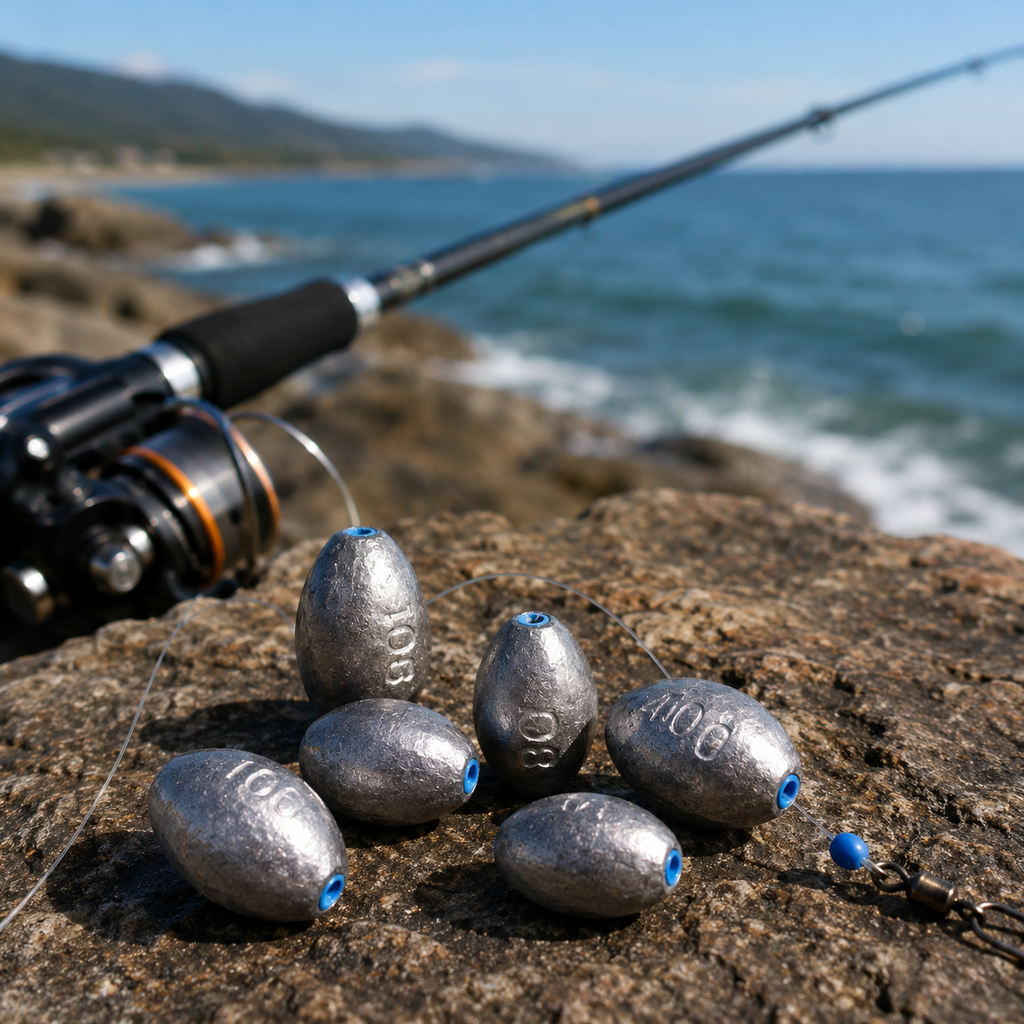 Plastic Core Olive Fishing Sinkers – 6 Pack - Product Packaging View