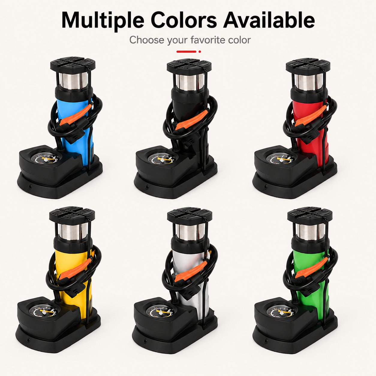 Portable Foot Pump with Pressure Gauge - Product Detail View