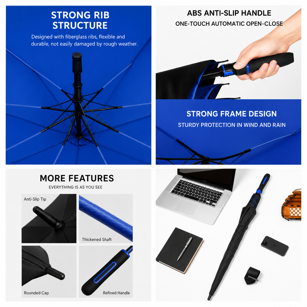 Premium Executive Golf & Car Umbrella – Double Layer, 135cm - Product Detail View