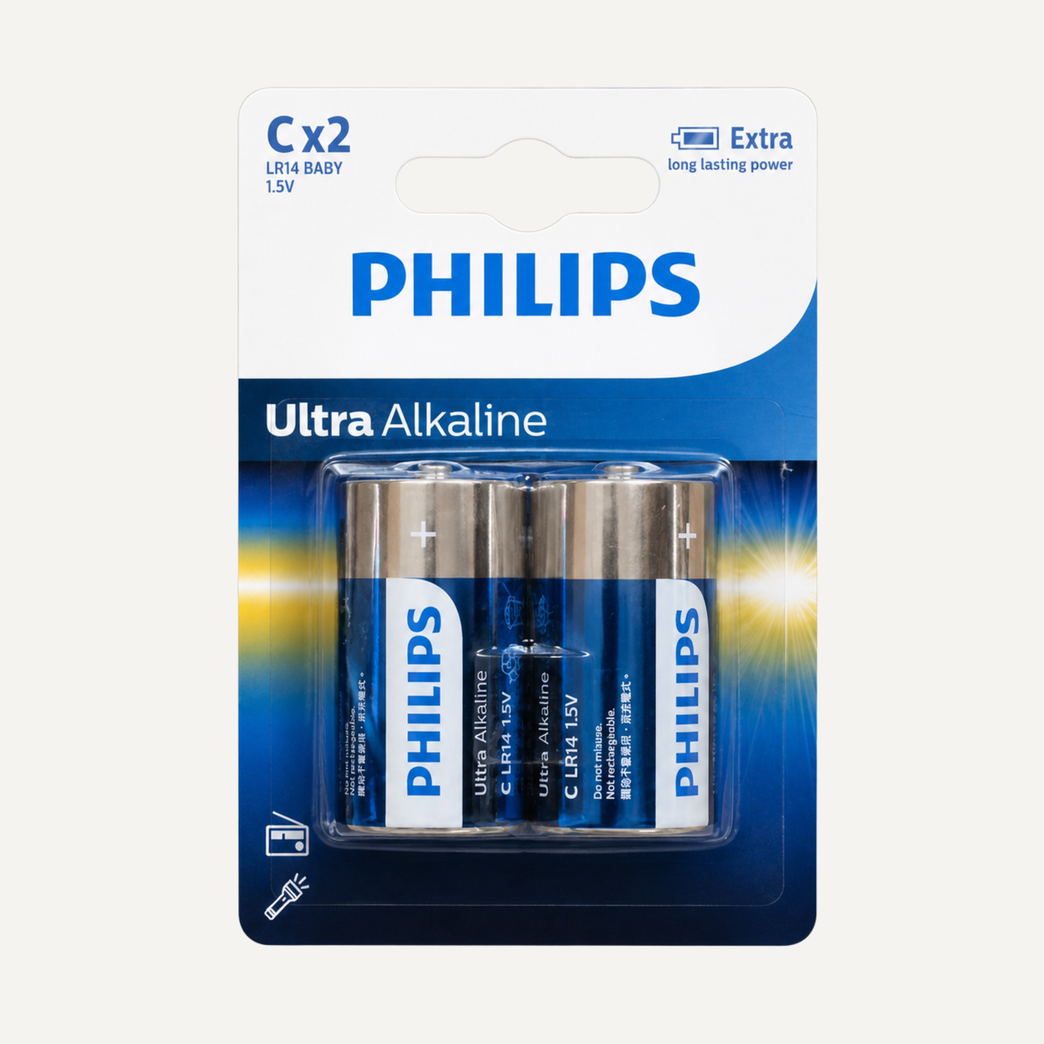 Philips Ultra Alkaline C Batteries – 2 Pack - Battery Pack