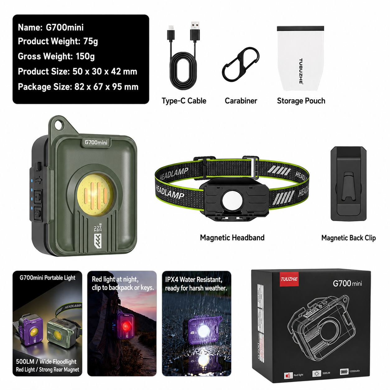 Rechargeable Camping & Utility Light 5000mAh – 850 Lumens