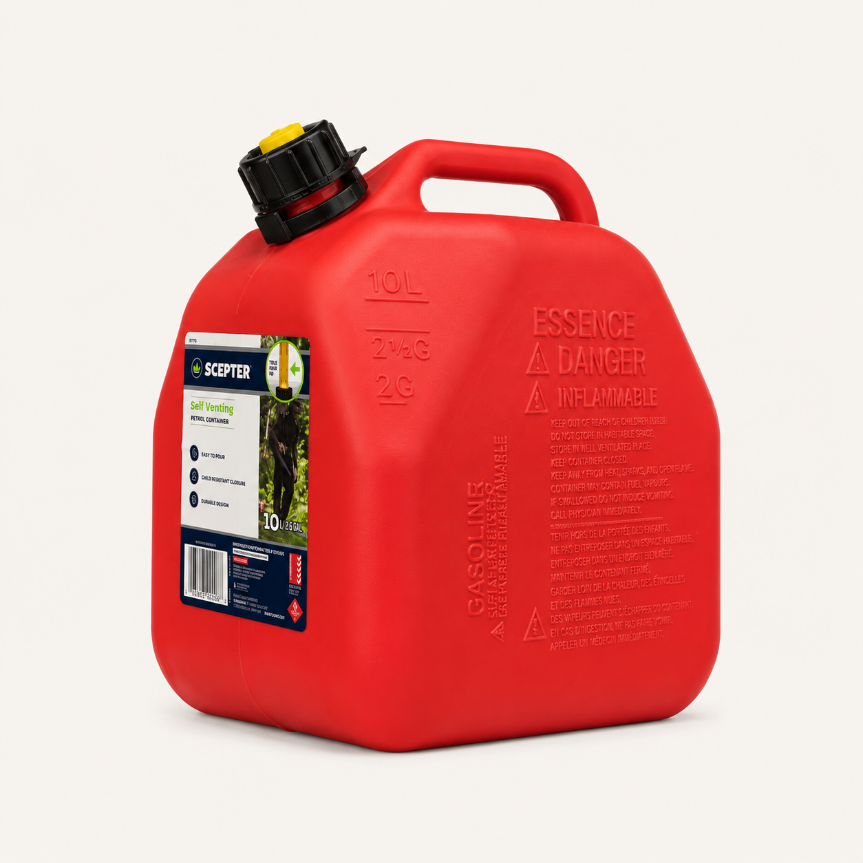 Scepter 10L Petrol Fuel Can - Portable Fuel Storage Can