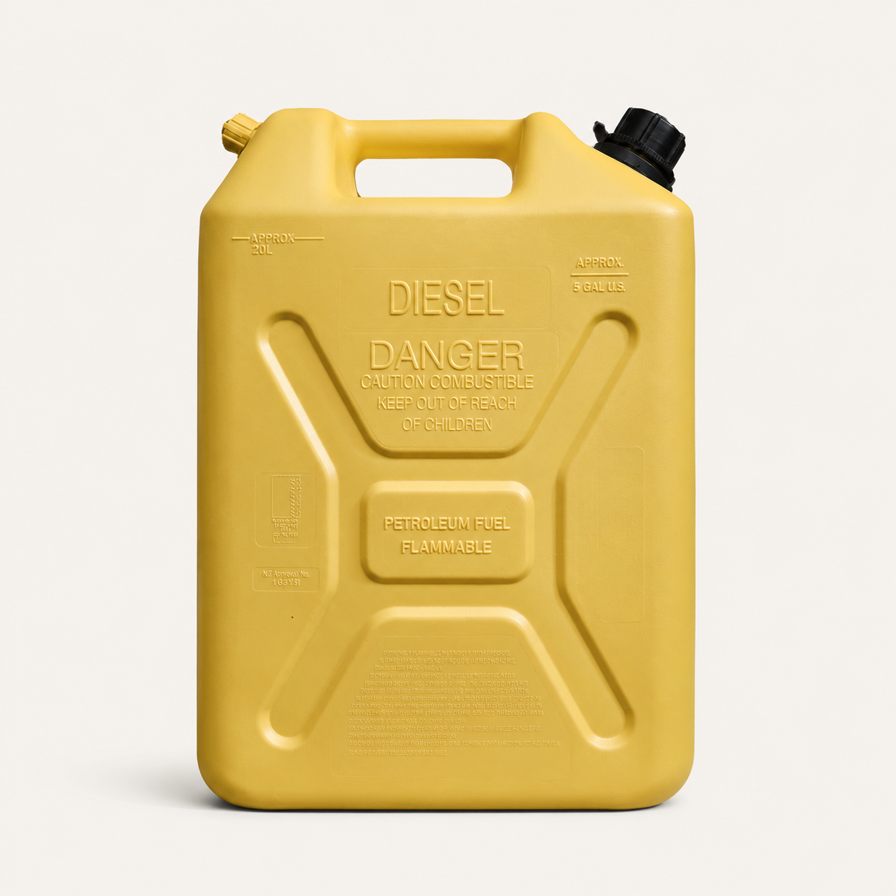 Scepter Military Style Diesel Fuel Can – Yellow, 20L - Portable Fuel Storage Can