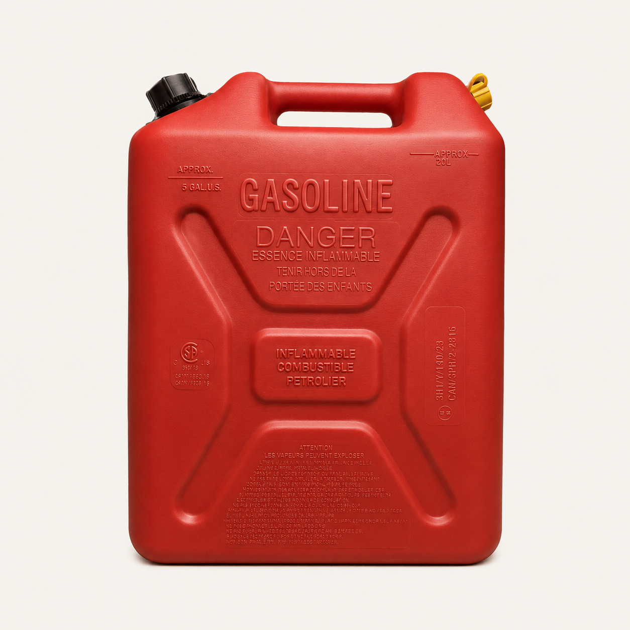 Scepter Military Style Fuel Can – Red, 20L - Portable Fuel Storage Can