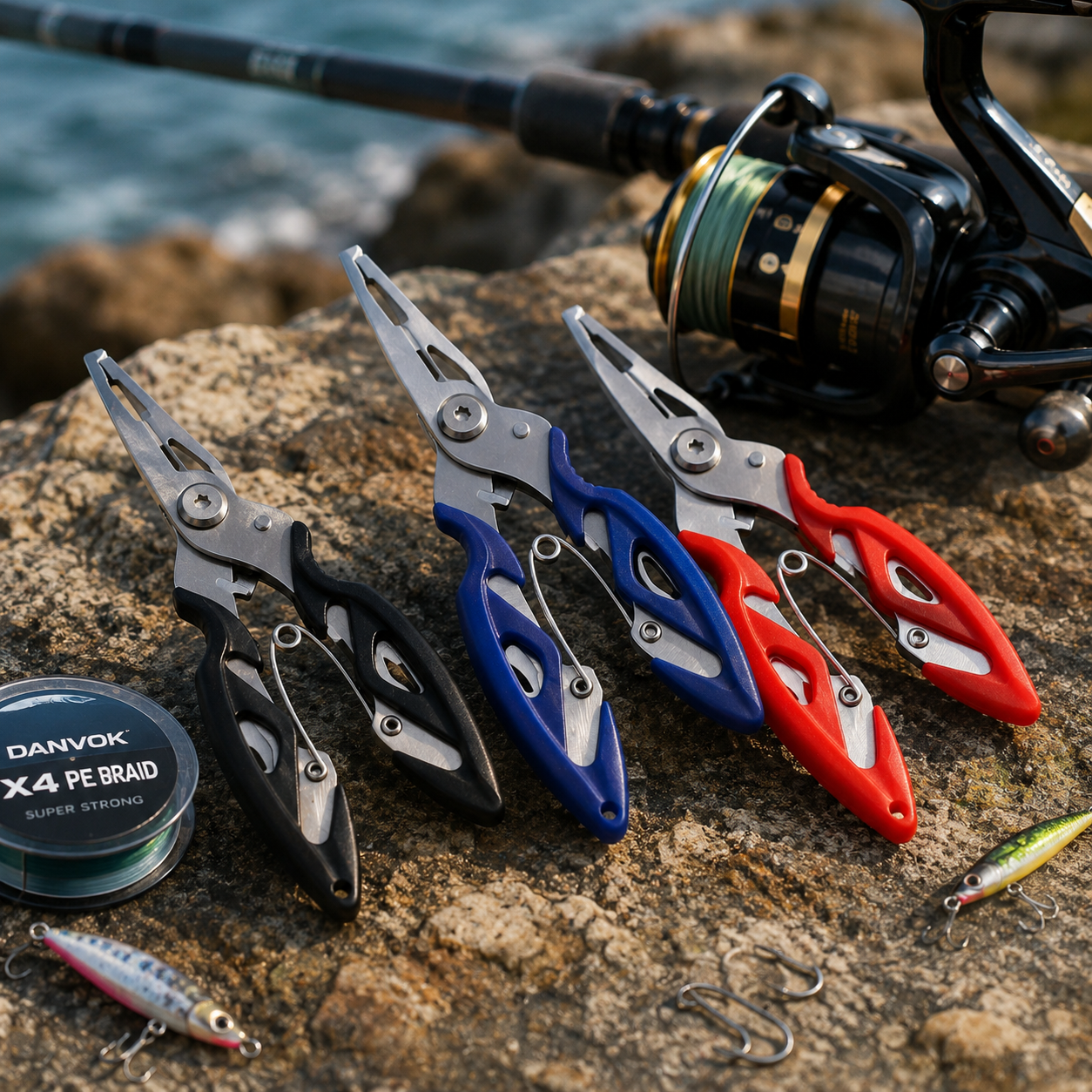 Fishing Pliers with Braid Cutter, Split Ring Opener & Hook Remover