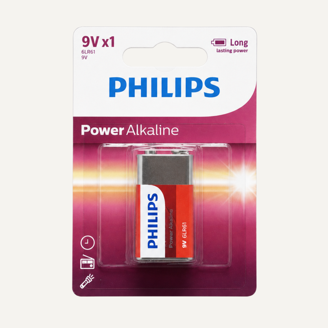 Philips Power Alkaline 9V Battery – Single Pack - Battery Pack